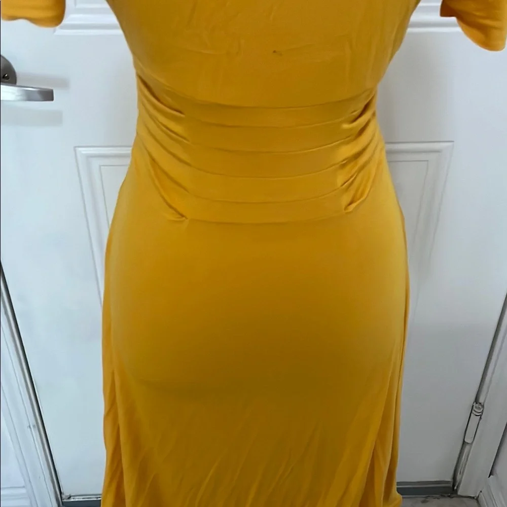 Elegant Mustard Midi Dress - Picture 6 of 9